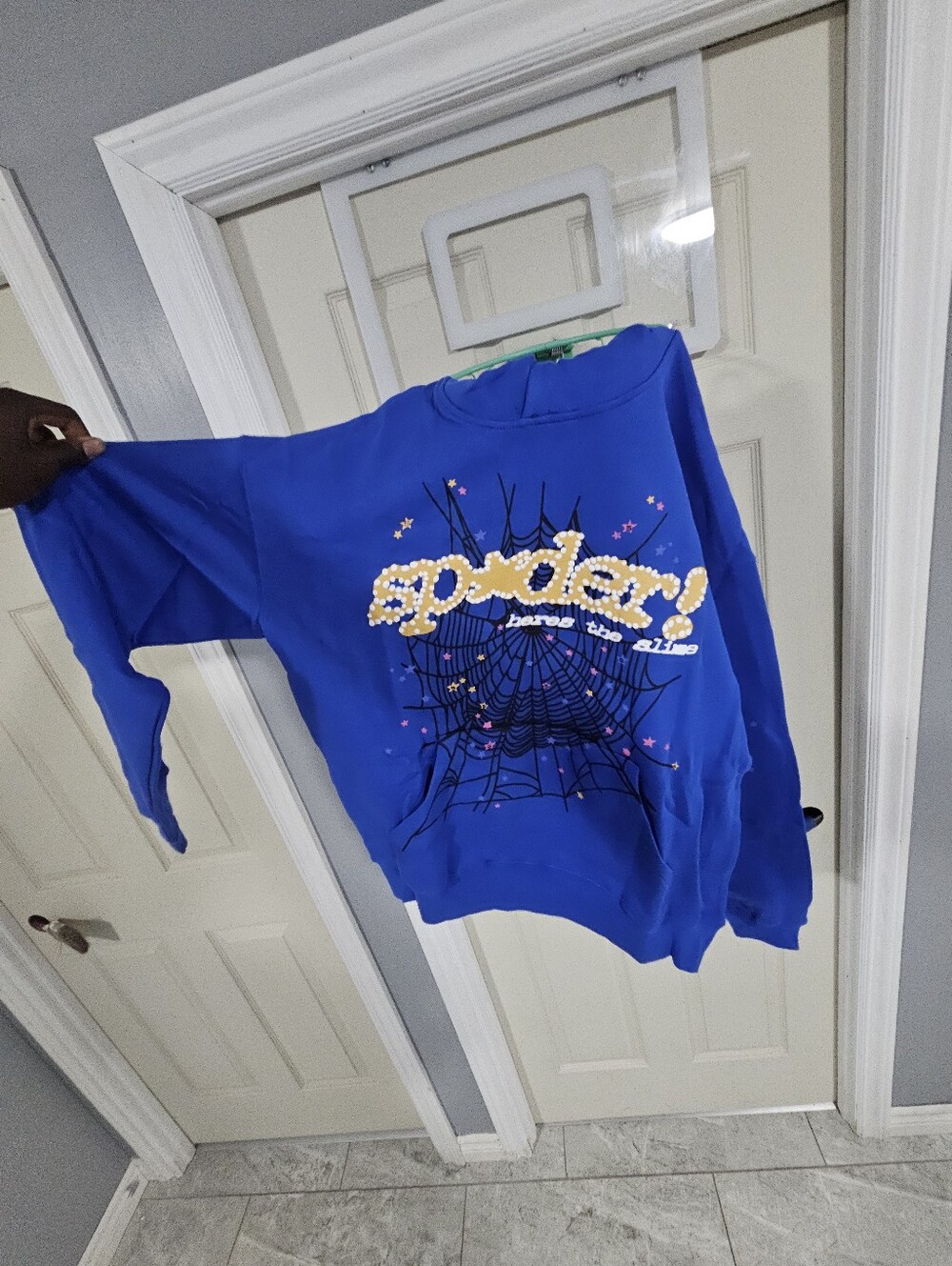 Blue Sp5der-Style Web Hoodie Size M